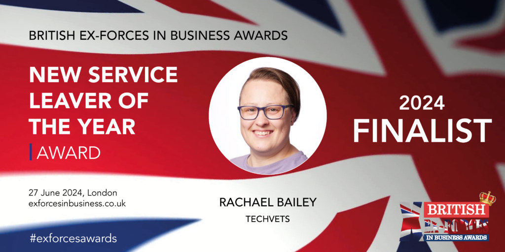 TechVets is thrilled to announce that two of our standout team members, Colin Grimes and Rachael Bailey, have been shortlisted for the prestigious 2024 British Ex-Forces in Business Awards. This notable event highlights the immense contributions of veterans to the UK economy, showcasing the incredible talent within our armed forces community transitioning into civilian careers. Colin Grimes, our dedicated Operating Manager, has been nominated for the Outstanding Achiever of the Year. His leadership and operational acumen have significantly impacted our organisation, driving forward our mission and services. Meanwhile, Rachael Bailey, our exceptional Training Specialist, has been recognized in the New Service Leaver of the Year category, thanks to her innovative approaches to training and development that have enriched the lives of many veterans and their families. The British Ex-Forces in Business Awards is the world’s largest celebration of military veterans in the business community. Now in its seventh year, the awards aim to bring to light the challenges veterans face when transitioning to civilian life and how their unique skills can greatly benefit the economy. This year’s nominations were more competitive than ever, reflecting the broad range of talent and dedication within the forces community across various sectors. Set to take place on 27 June at the Grosvenor House in London, the awards ceremony promises to be a grand affair with high-profile leaders from business and military backgrounds, including a day-long festival of business for the UK Armed Forces community. TechVets is honoured by the nominations of our team members, who serve as role models and demonstrate the high calibre of talent the military can bring to the private sector. We encourage everyone to support Colin and Rachael by learning more about their stories and the significant impact veterans can have in the business world. Join us in celebrating their achievements at what has been dubbed ‘the Oscars of veteran employment’ and explore the stories of all finalists who are making remarkable strides in their post-military careers.